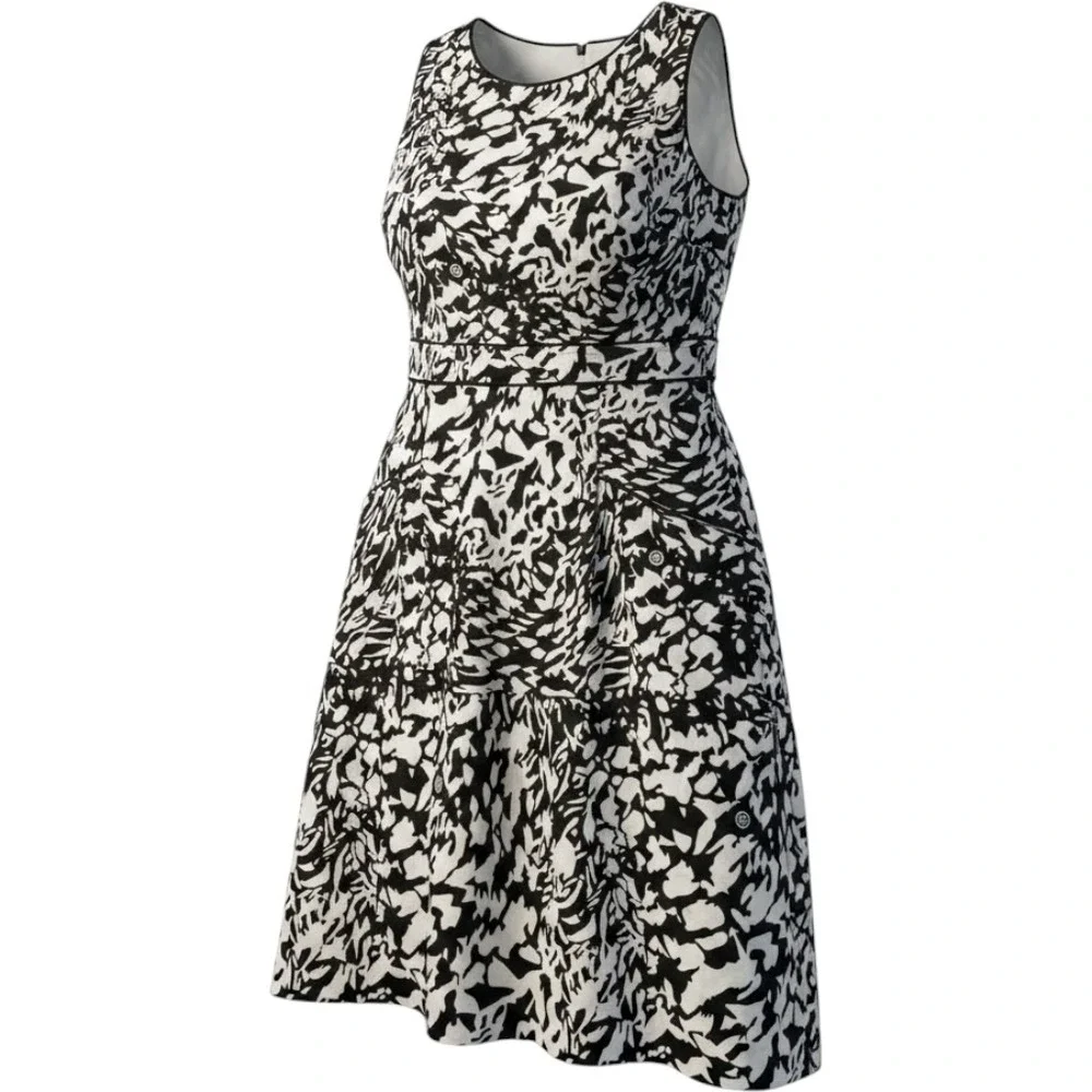 Tory Burch Womens Black White Abstract Cotton Silk sleeveless Dress Size 4